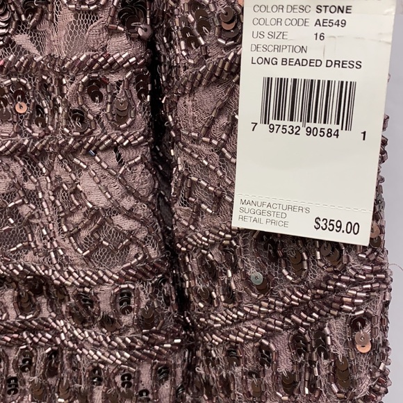 Adrianna Papell mock neck Tback stone beaded dress - Picture 7 of 14